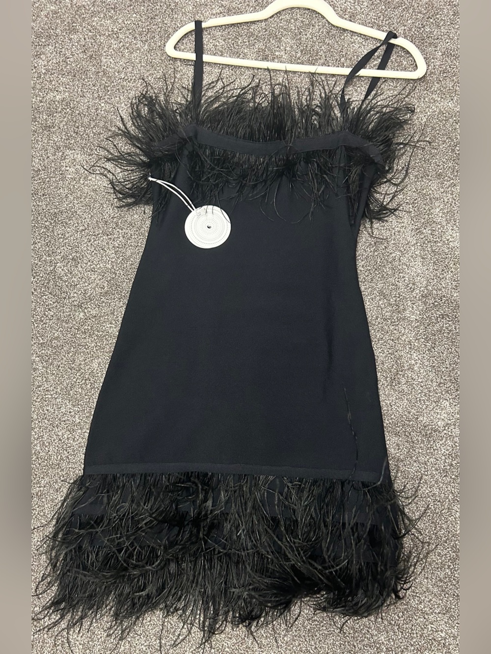 STAUD Black Feather-Trim Pencil Skirt